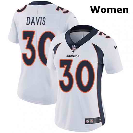 Womens Nike Denver Broncos 30 Terrell Davis White Vapor Untouchable Limited Player NFL Jersey